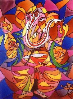 Buy Modern Ganesha Glass Painting